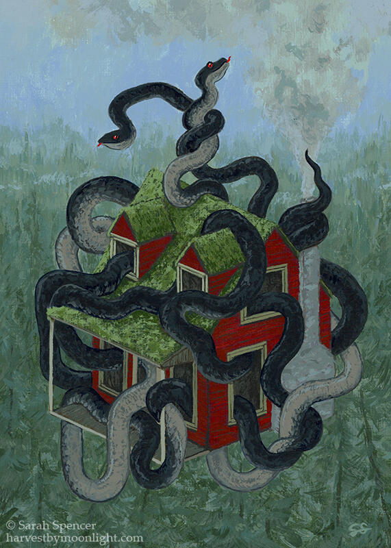 Moss & Scales 5" x 7" acrylic on paper, 2025